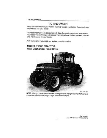 Operator’s Manual-Case IH Tractor 7130E with Mechanical Front Drive 9-15442