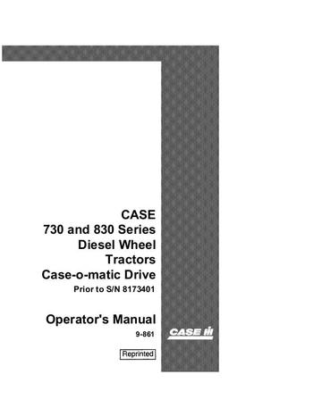 Operator’s Manual-Case IH Tractor 730 and 830 Series Diesel Wheel 9-861