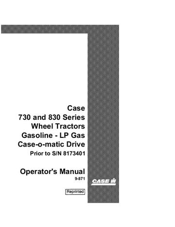 Operator’s Manual-Case IH Tractor 730 and 830 Series Gasoline Wheel 9-871
