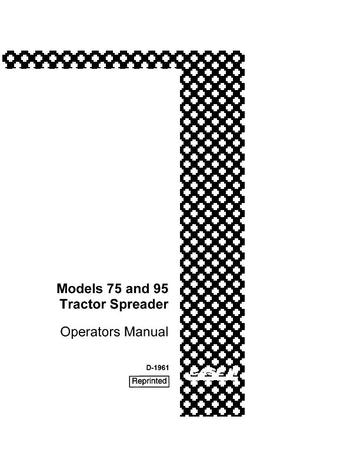 Operator’s Manual-Case IH Tractor 75 & 95 Tractor Speader CASE D-1961