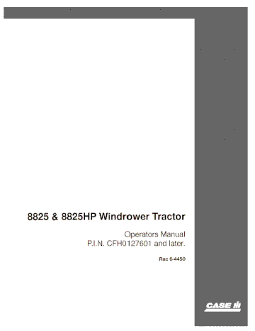 Operator’s Manual-Case IH Tractor 8825 8825HP Windrower 6-4450