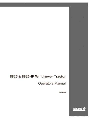 Operator’s Manual-Case IH Tractor 8825 8825HP Windrower 9-29501