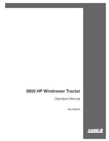 Operator’s Manual-Case IH Tractor 8850 Windrower 9-25415