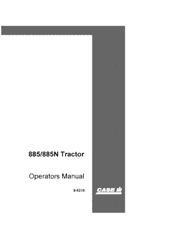 Operator’s Manual- Case IH Tractor 885 885N – Diesel David Brown OM & Maintenance 9-5218