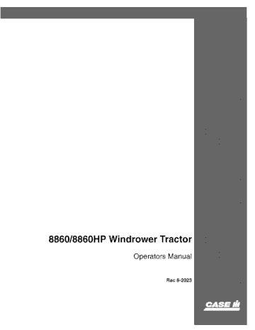 Operator’s Manual-Case IH Tractor 8860 8860 hp Windrower 6-2023