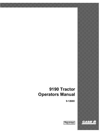 Operator’s Manual-Case IH Tractor 9190 9-12680