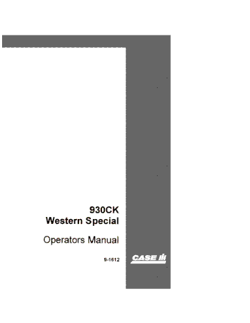 Operator’s Manual-Case IH Tractor 930CK (western Special) 9-1612