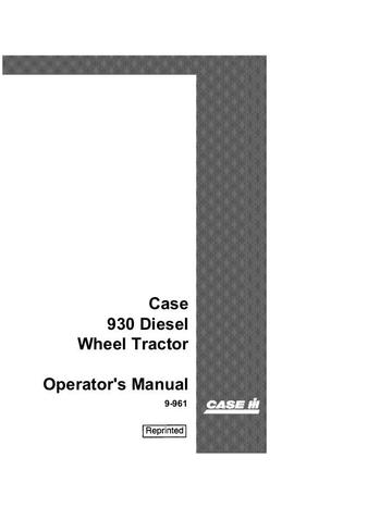 Operator’s Manual-Case IH Tractor 930 Diesel 9-961