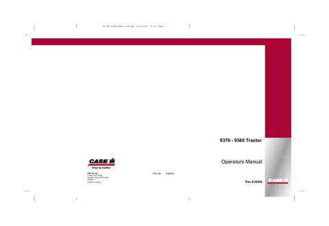 Operator’s Manual-Case IH Tractor 9370 9380 – Prior To SN JJe0036001 9-26050