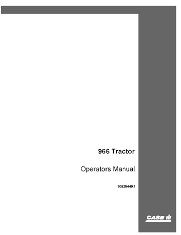 Operator’s Manual-Case IH Tractor 966 1082944R1