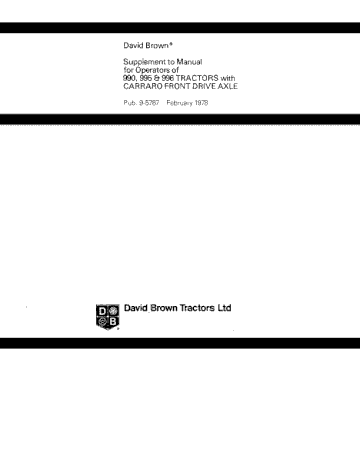 Operator’s Manual-Case IH Tractor 990 995 996 David Brown Tractor Supplement 9-5787