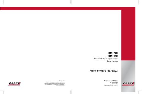 Operator’s Manual-Case IH Tractor BM172H BM184H Front blade for compact 48082151