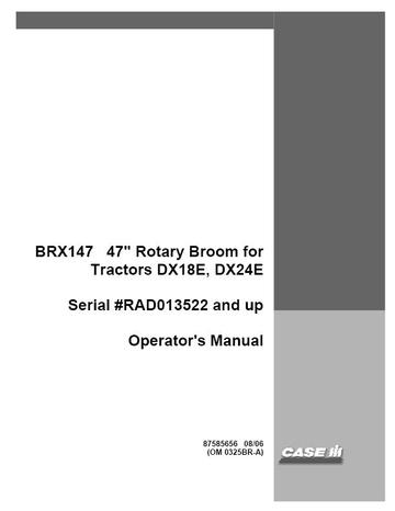 Operator’s Manual-Case IH Tractor BRX147 47 Inch Rotary Broom OM PIN RAD013522 87585656
