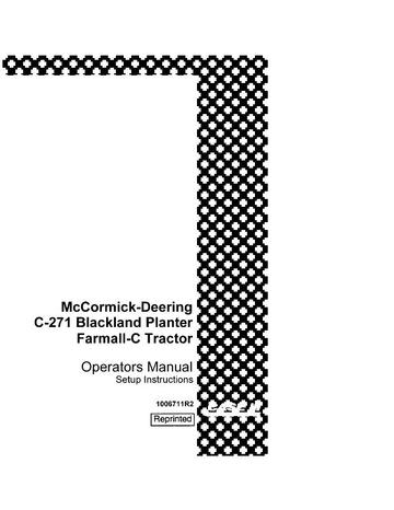Operator’s Manual-Case IH Tractor Blackland 2 Row – Farmall C-271 C271 1006711R2