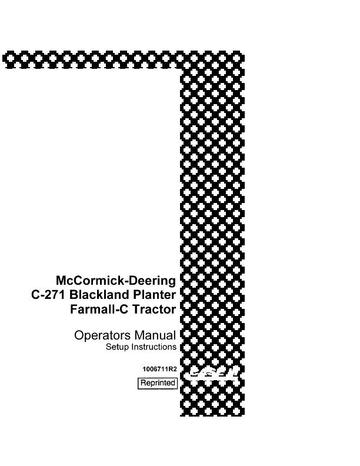 Operator’s Manual-Case IH Tractor Blackland 2 Row – Farmall C-271 C271 1006711R2