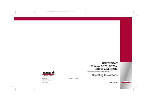 Operator’s Manual-Case IH Tractor CS78 CS78a CS86a CS94a 6-22381