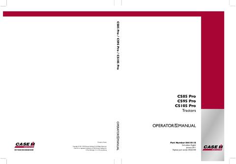Operator’s Manual-Case IH Tractor CS85 95 105 Pro 84410118