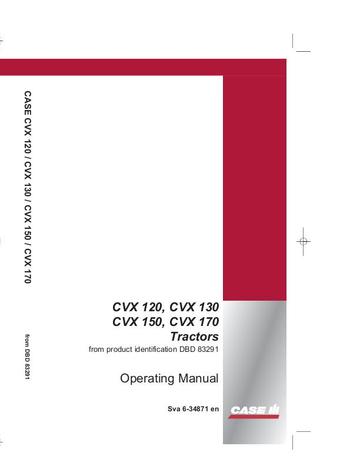 Operator’s Manual-Case IH Tractor CVX 120 CVX 130 CVX 150 CVX 170 6-34871