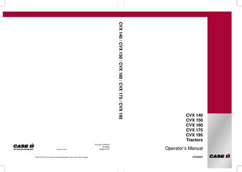Operator’s Manual-Case IH Tractor CVX 140 CVX 150 CVX 160 CVX 175 CVX 195 87532337