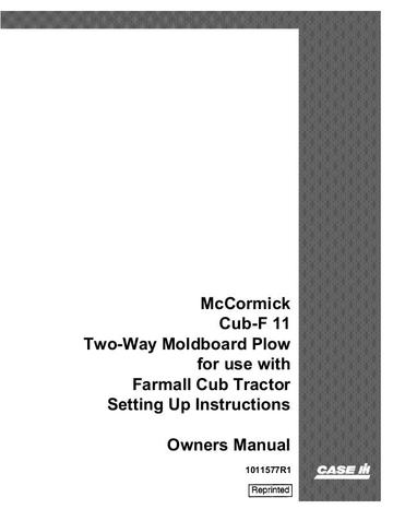 Operator’s Manual-Case IH Tractor Cub F-11 For Farmall Cub Tractor – McCormick 1011577R1