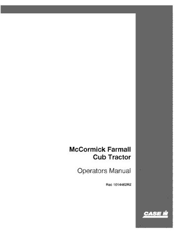 Operator’s Manual-Case IH Tractor Cub Farmall 1014462R2