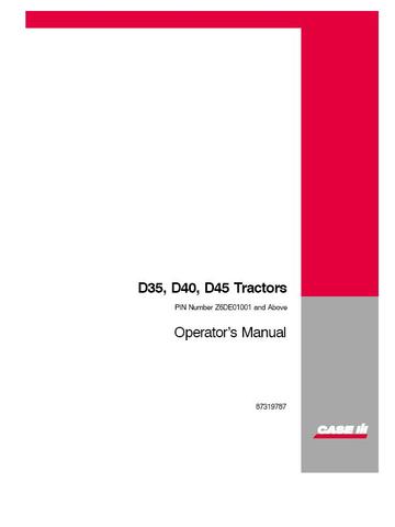 Operator’s Manual-Case IH Tractor D35 D40 D45 87319787