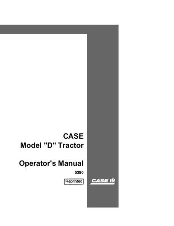 Operator’s Manual-Case IH Tractor D 5280