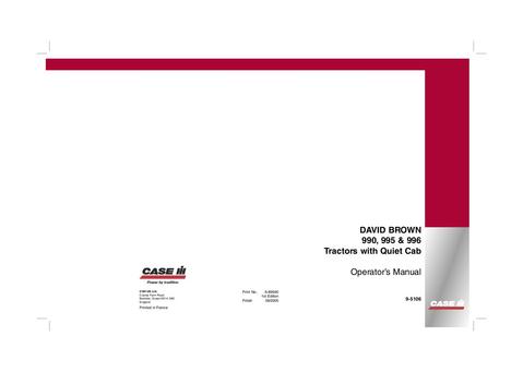 Operator’s Manual-Case IH Tractor DAVID BROWN 990 995 & 996 9-5106