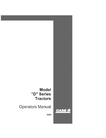 Operator’s Manual-Case IH Tractor D DO 5294