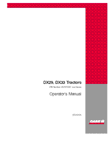 Operator’s Manual-Case IH Tractor DX29 DX33 87310108