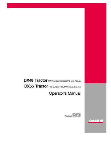 Operator’s Manual-Case IH Tractor DX48 & DX55 87544706