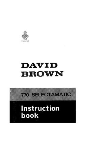 Operator’s Manual-Case IH Tractor David Brown 770 Selectamatic TP617