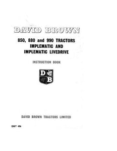 Operator’s Manual-Case IH Tractor David Brown 850 880 990 DBT-496