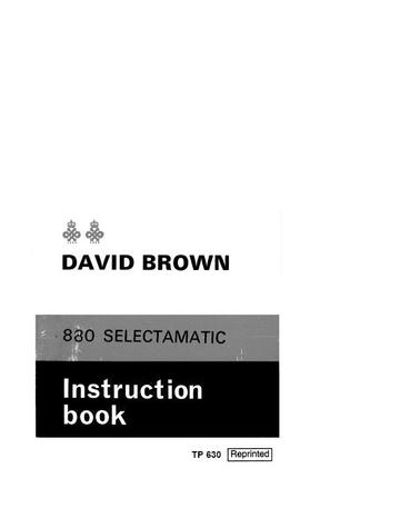 Operator’s Manual-Case IH Tractor David Brown 880 Selectamatic TP 630
