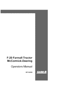 Operator’s Manual-Case IH Tractor F-20 Farmall McCormick INT-5205B