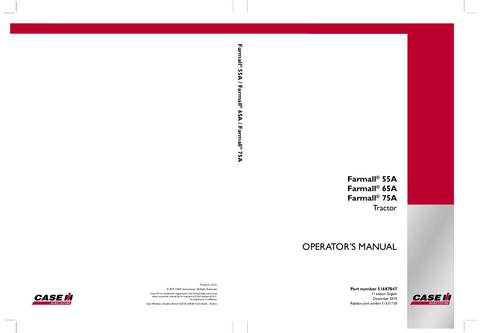 Operator’s Manual-Case IH Tractor FARMALL 55A 65A 75A  51631738