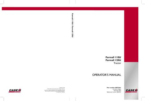 Operator’s Manual-Case IH Tractor Farmall 110U,120U 48073641