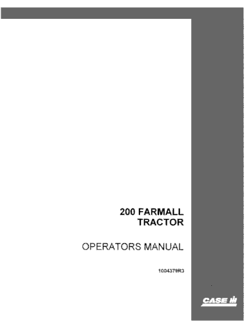 Operator’s Manual-Case IH Tractor Farmall 200 1004379R3