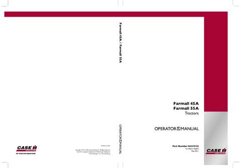 Operator’s Manual-Case IH Tractor Farmall 45A 55A 84339155