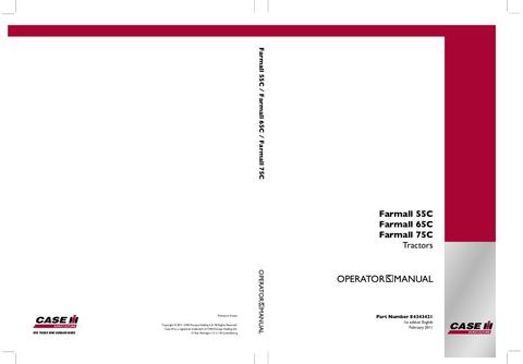 Operator’s Manual-Case IH Tractor Farmall 55C 65C 75C 84343421