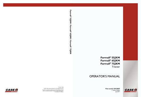 Operator’s Manual-Case IH Tractor Farmall 55JXM 65JXM 75JXM 48134687