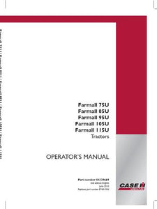 Operator’s Manual-Case IH Tractor Farmall 75U Farmall 85U Farmall 95U Farmall 105U Farmall 115U 84339669