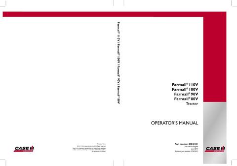 Operator’s Manual-Case IH Tractor Farmall 80V Farmall 90V Farmall 100V Farmall 110V Tier 4A (interim) 48042331