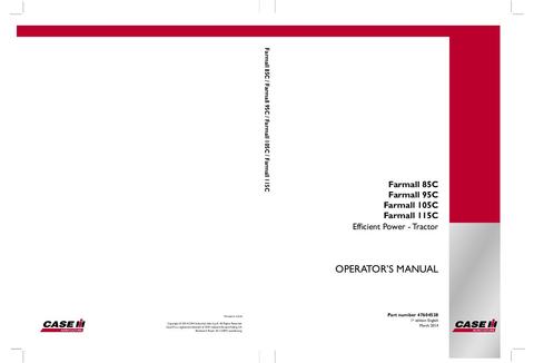 Operator’s Manual-Case IH Tractor Farmall 85C 95C 105C 115C 47604538