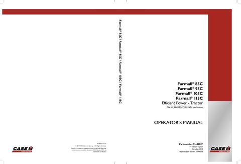Operator’s Manual-Case IH Tractor Farmall 85C 95C 105C 115C Efficient Power 51594200