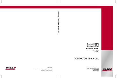 Operator’s Manual-Case IH Tractor Farmall 85C 95C 105C 47435559