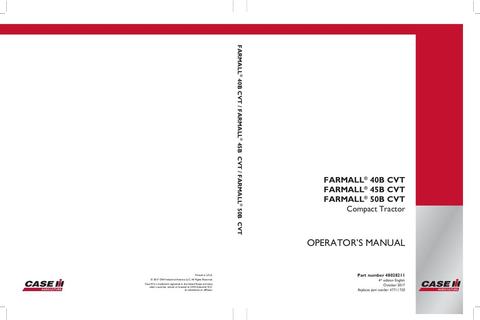 Operator’s Manual-Case IH Tractor Farmall® 40B Farmall® 45B Farmall® 50B CVT 48028211