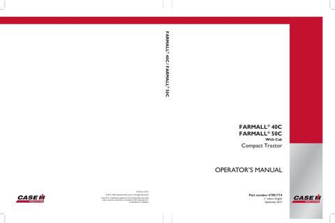 Operator’s Manual-Case IH Tractor Farmall® 40C Farmall® 50C With Cab 47901774