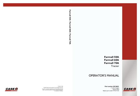 Operator’s Manual-Case IH Tractor Farmall® 50A Farmall® 60A Farmall® 70A 48134691