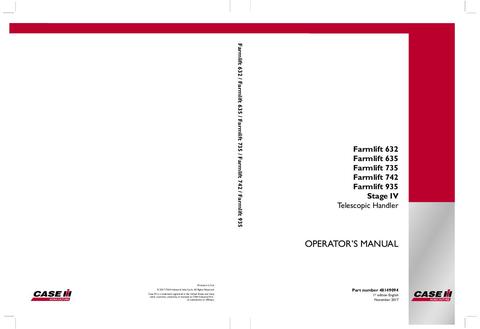 Operator’s Manual-Case IH Tractor Farmlift 632 635 735 742 935 Stage IV Telescopic Handler 48149094